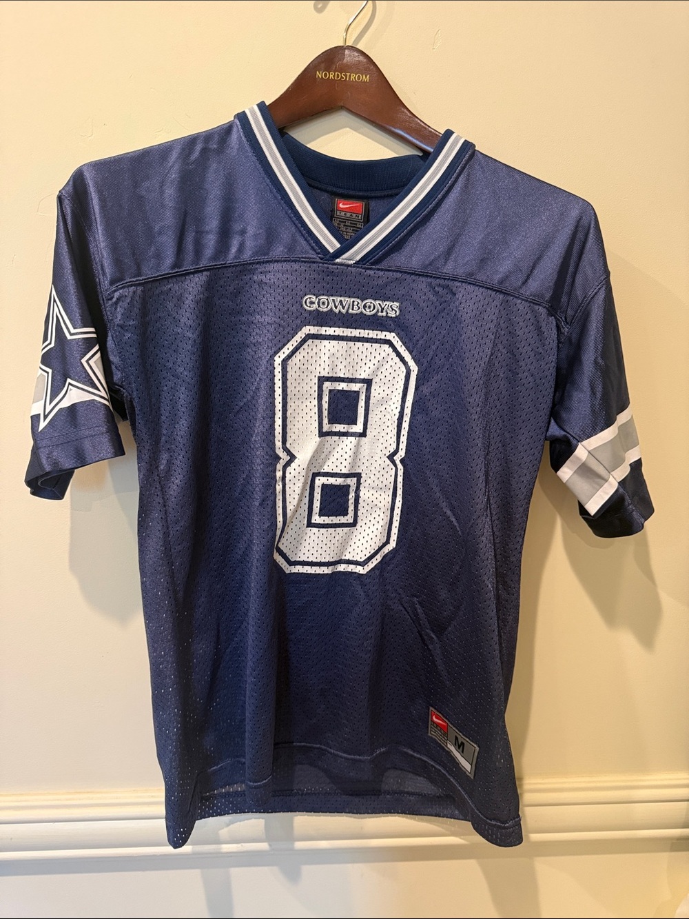 Vintage NIKE Troy Aikman Dallas Cowboys‎ Jersey Kids Medium 12 Unisex Navy Blue